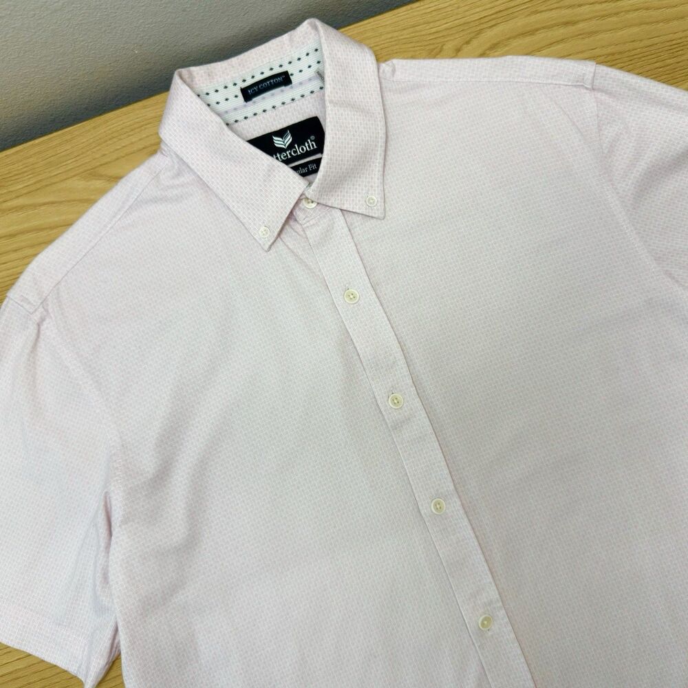 Buttercloth Icy Cotton Polo Mens Large Pink Performance Stretch Geometric Golf